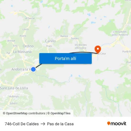 746-Coll De Caldes to Pas de la Casa map