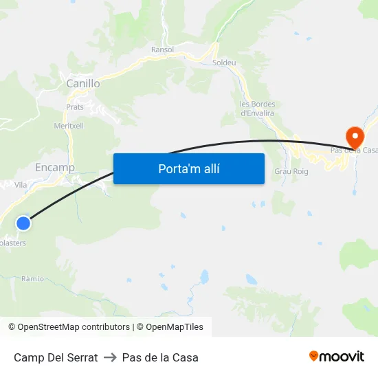 Camp Del Serrat to Pas de la Casa map