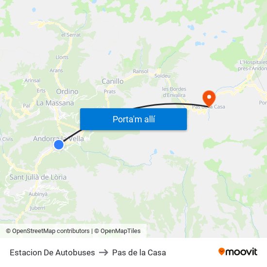 Estacion De Autobuses to Pas de la Casa map