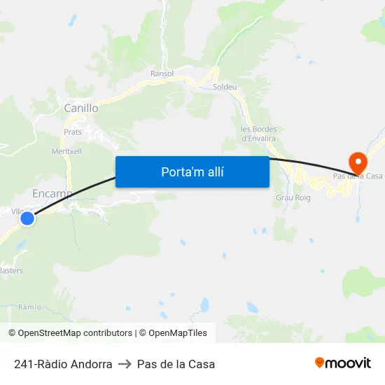 241-Ràdio Andorra to Pas de la Casa map