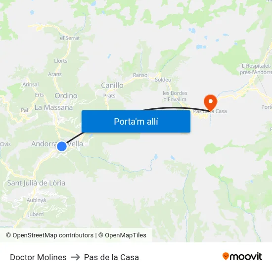 Doctor Molines to Pas de la Casa map