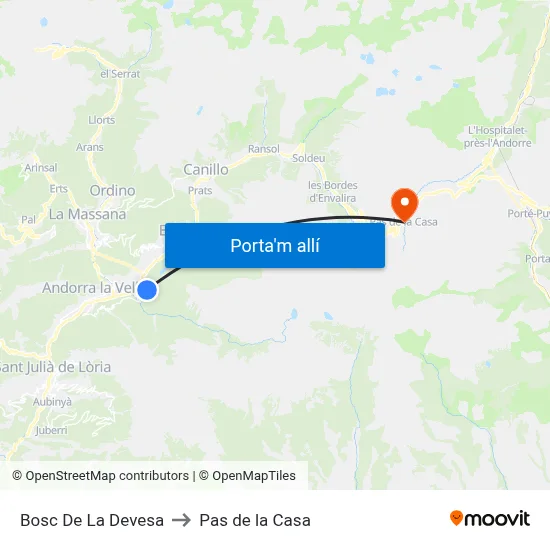 Bosc De La Devesa to Pas de la Casa map