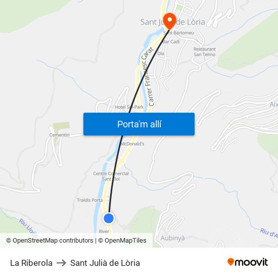 La Riberola to Sant Julià de Lòria map