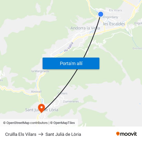 Cruïlla Els Vilars to Sant Julià de Lòria map