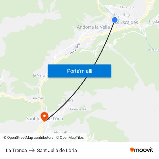 La Trenca to Sant Julià de Lòria map