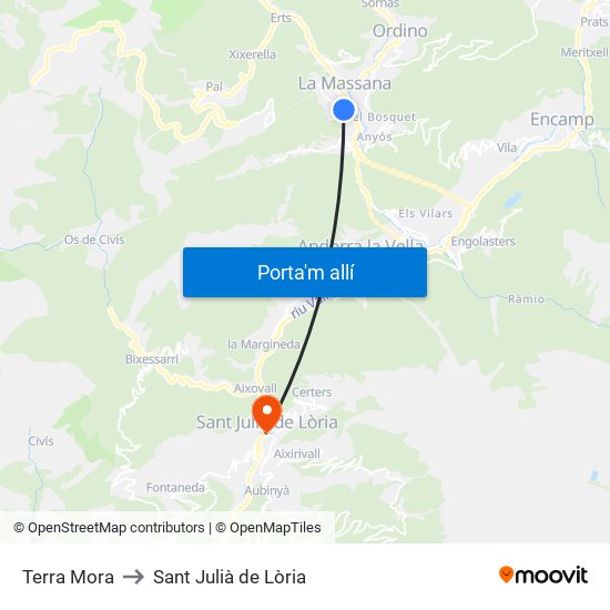 Terra Mora to Sant Julià de Lòria map