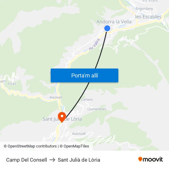 Camp Del Consell to Sant Julià de Lòria map