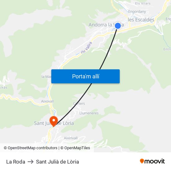 La Roda to Sant Julià de Lòria map