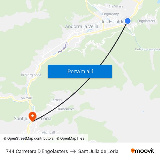 744 Carretera D'Engolasters to Sant Julià de Lòria map