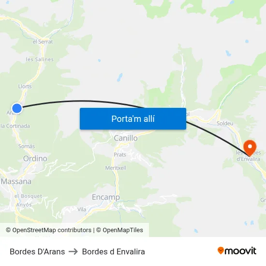 Bordes D'Arans to Bordes d Envalira map