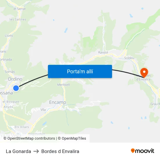La Gonarda to Bordes d Envalira map