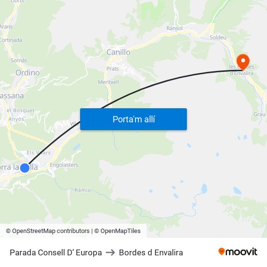 Parada Consell D’ Europa to Bordes d Envalira map