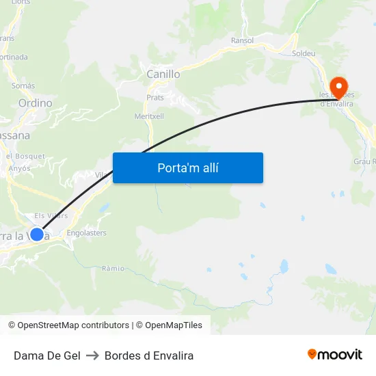 709-Dama De Gel to Bordes d Envalira map