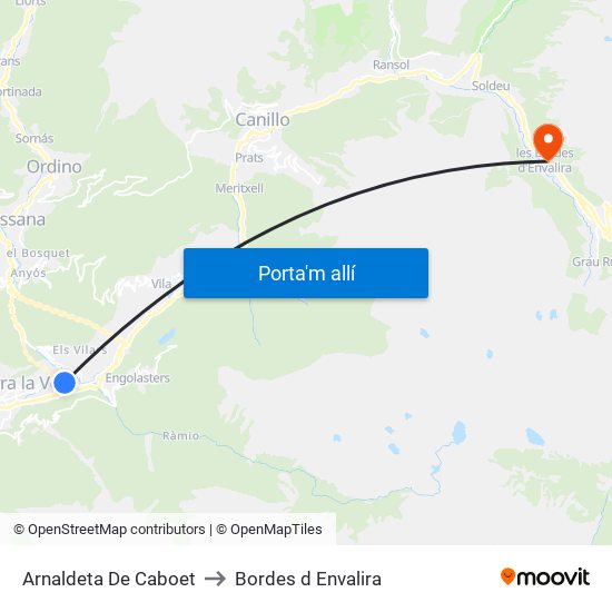 Arnaldeta De Caboet to Bordes d Envalira map