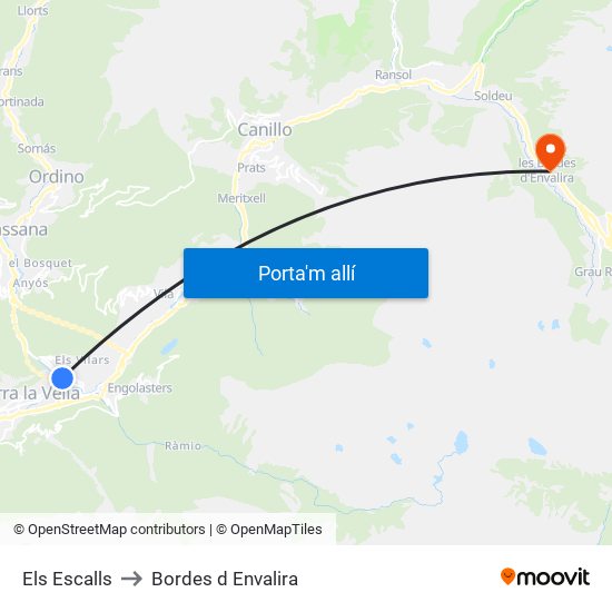 Els Escalls to Bordes d Envalira map