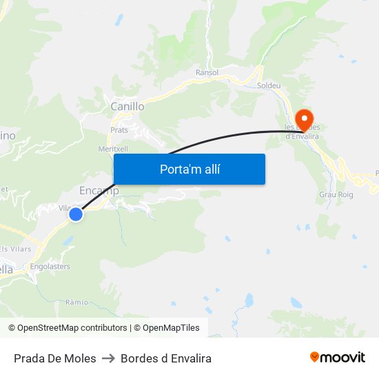 Prada De Moles to Bordes d Envalira map