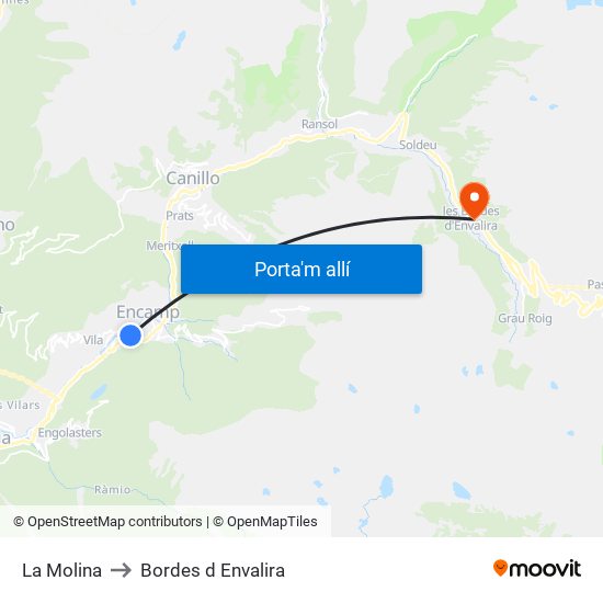 La Molina to Bordes d Envalira map
