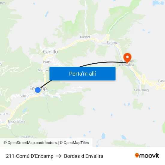 211-Comú D'Encamp to Bordes d Envalira map