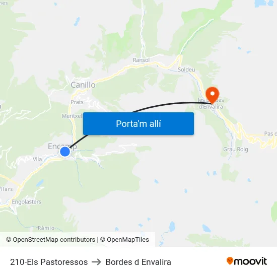 210-Els Pastoressos to Bordes d Envalira map