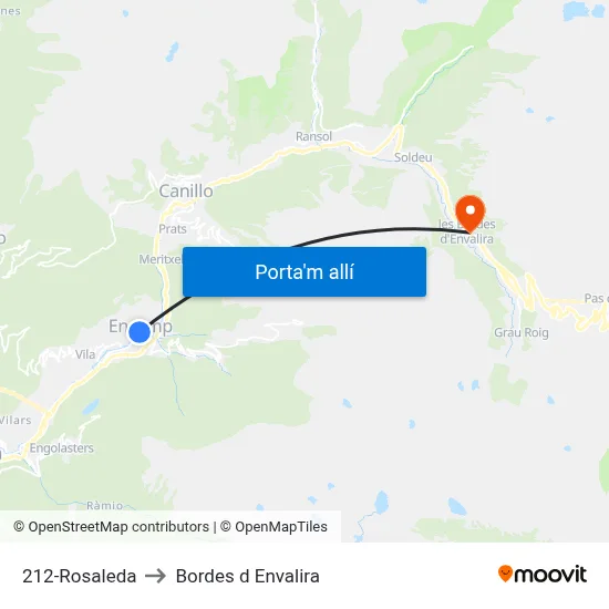 212-Rosaleda to Bordes d Envalira map