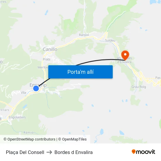 202-Plaça Sant Miquel to Bordes d Envalira map