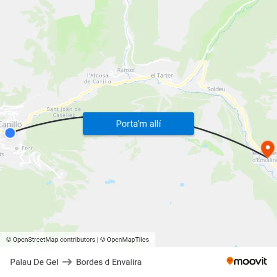 111-Palau De Gel to Bordes d Envalira map