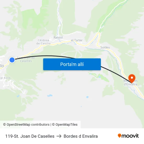 119-St. Joan De Caselles to Bordes d Envalira map