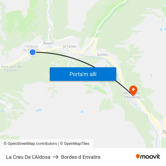 132-La Creu De L'Aldosa to Bordes d Envalira map