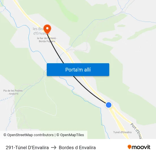 291-Túnel D'Envalira to Bordes d Envalira map