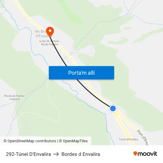 292-Túnel D'Envalira to Bordes d Envalira map