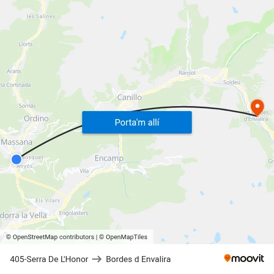 405-Serra De L'Honor to Bordes d Envalira map