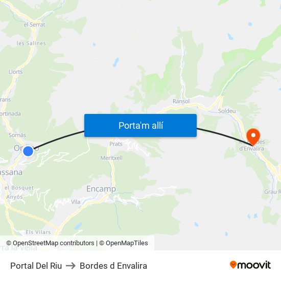 Portal Del Riu to Bordes d Envalira map