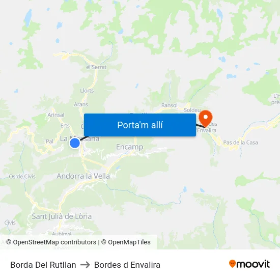 Borda Del Rutllan to Bordes d Envalira map