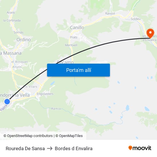 Roureda De Sansa to Bordes d Envalira map