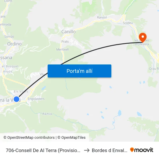 706-Consell De Al Terra (Provisional) to Bordes d Envalira map