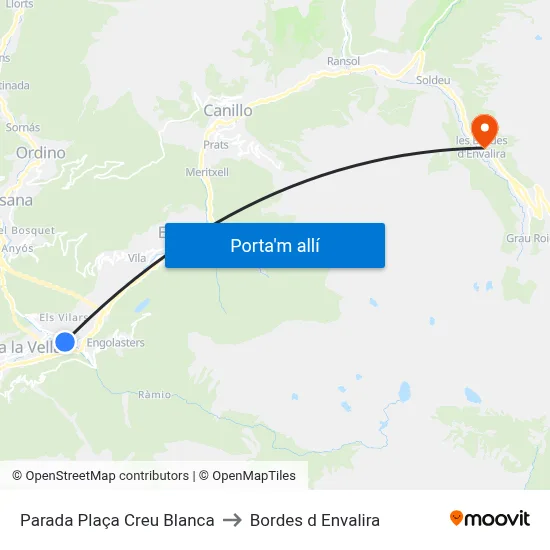 Parada Plaça Creu Blanca to Bordes d Envalira map