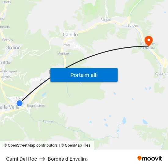 Camí Del Roc to Bordes d Envalira map