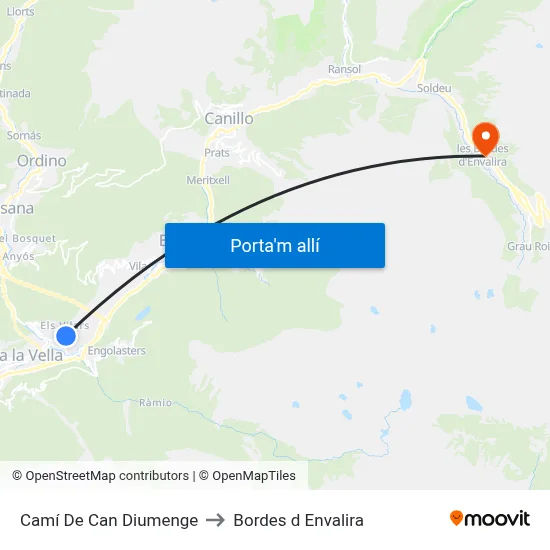 Camí De Can Diumenge to Bordes d Envalira map