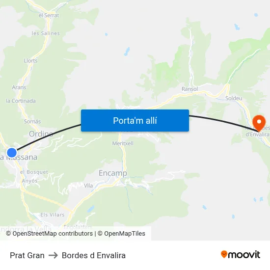 Prat Gran to Bordes d Envalira map