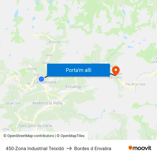 450-Zona Industrial Teixidó to Bordes d Envalira map