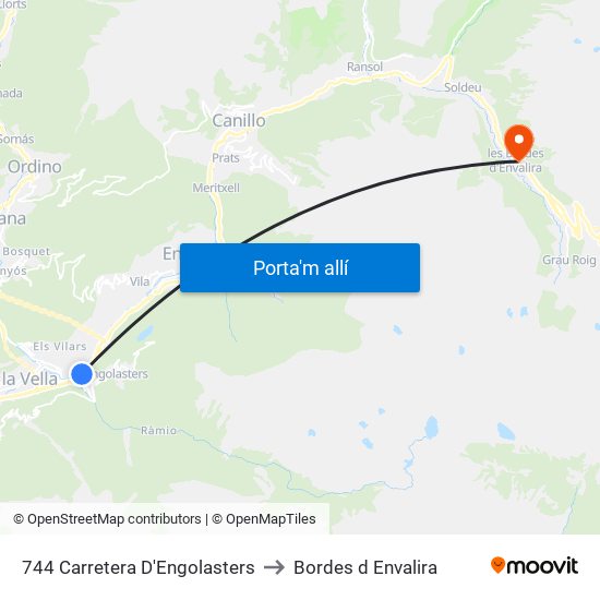 744 Carretera D'Engolasters to Bordes d Envalira map