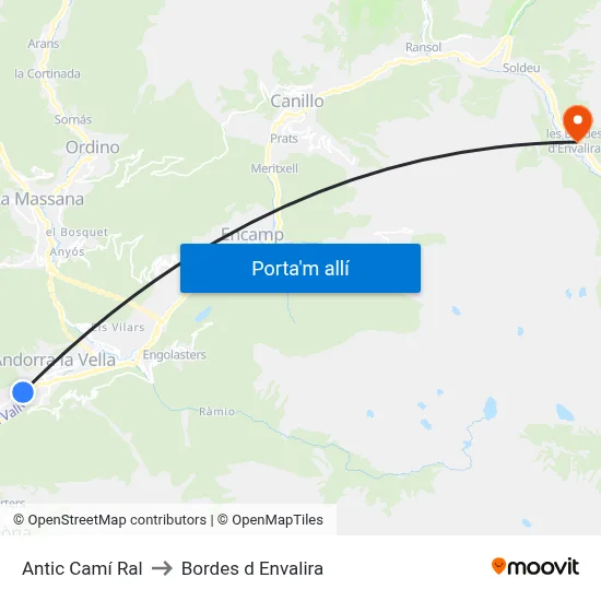 Antic Camí Ral to Bordes d Envalira map