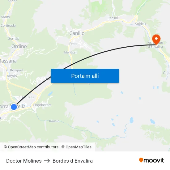 Doctor Molines to Bordes d Envalira map
