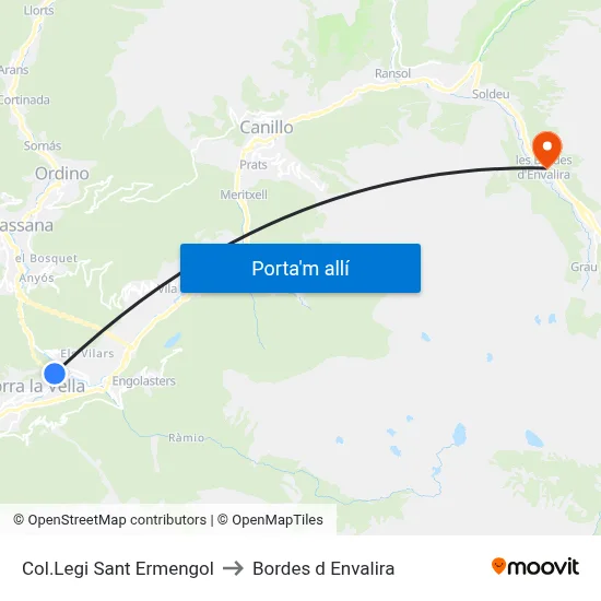 Col.Legi Sant Ermengol to Bordes d Envalira map