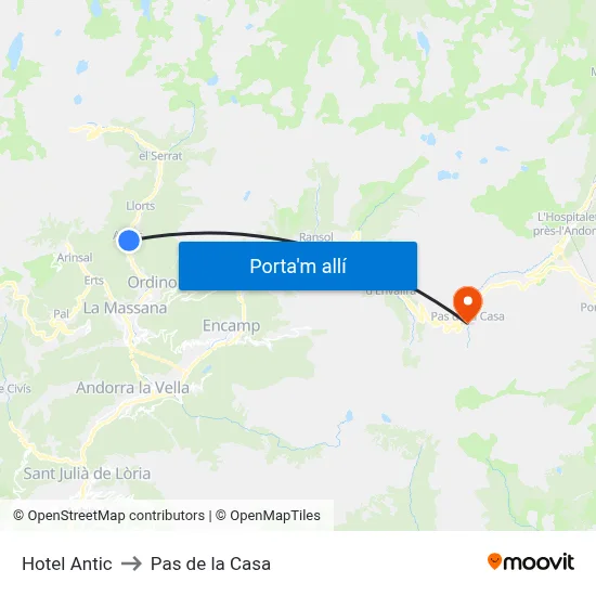 Hotel Antic to Pas de la Casa map