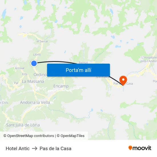 Hotel Antic to Pas de la Casa map