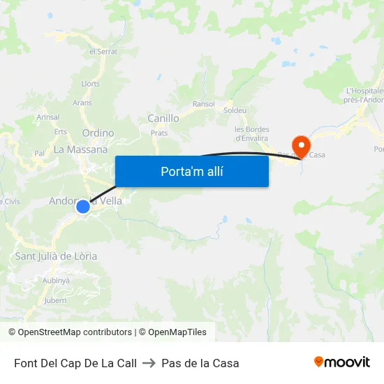 Font Del Cap De La Call to Pas de la Casa map