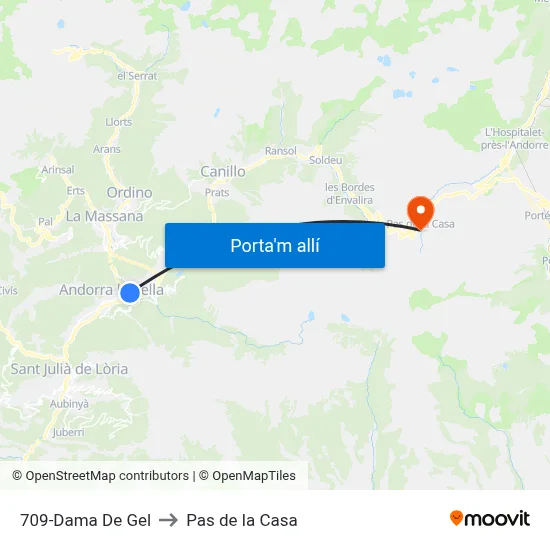 709-Dama De Gel to Pas de la Casa map