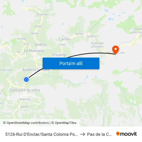 5126-Rui D'Enclar/Santa Coloma Pobles to Pas de la Casa map