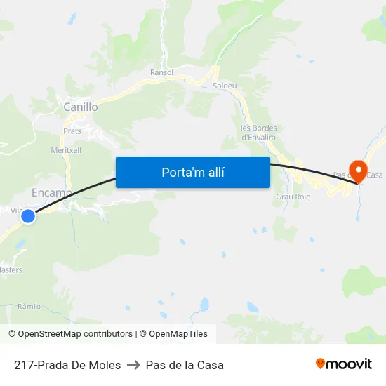 217-Prada De Moles to Pas de la Casa map